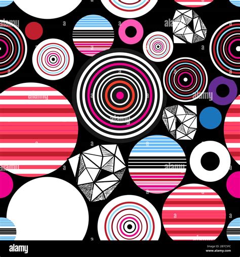 Seamless Bright Abstract Pattern Of Geometric Objects And Elements A