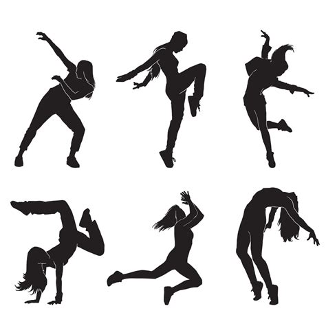 Female Hip Hop Dancer Woman Street Break Dance Vector Silhouette On White Background 13080440