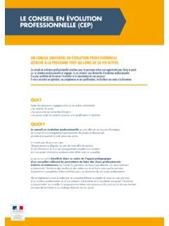 LE CONSEIL EN ÉVOLUTION PROFESSIONNELLE CEP le conseil en 201