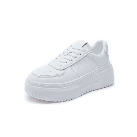 【lala】simple Casual White Sneakers For Women Breathable Shoes With 5cm Height Standard Size