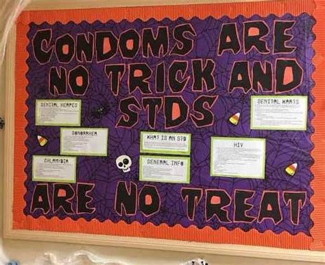 A Bulletin Board With Words And Pictures On It That Says Condoms Are