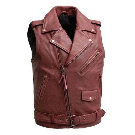 Red Leather Motorcycle Vest Red Motorcycle Vest Red Biker Vest