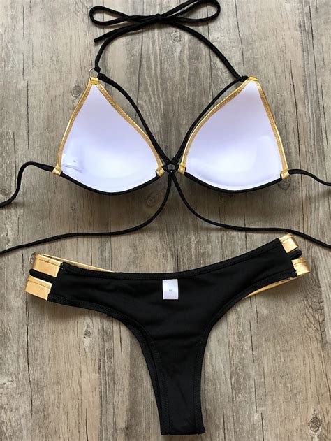 Damen Normal Badeanzug Bikinis 2 Stück Bademode Rückenfrei