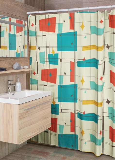 Mid Century Modern Shower Curtains Mcm Shower Accessory Etsy In 2022