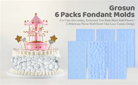 Amazon Grosun 6 Packs Fondant Impression Mat Fondant Texture Mats