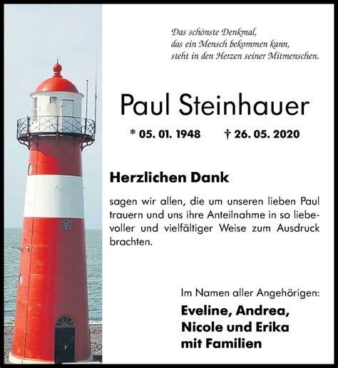 Traueranzeigen Von Paul Steinhauer Rz Trauer De