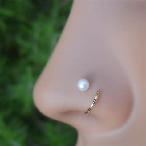 Nose Ring Hoop Cartilage Tragus Earring 14k Solid Gold