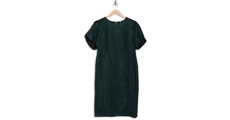 Calvin Klein Faux Suede Tulip Sleeve Sheath Dress In Malachite At