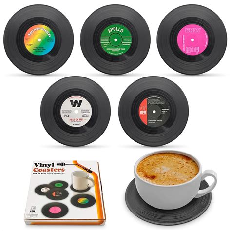 Amazon Vinyl Record Coaster Set Set Of Colorful Retro Vinyl