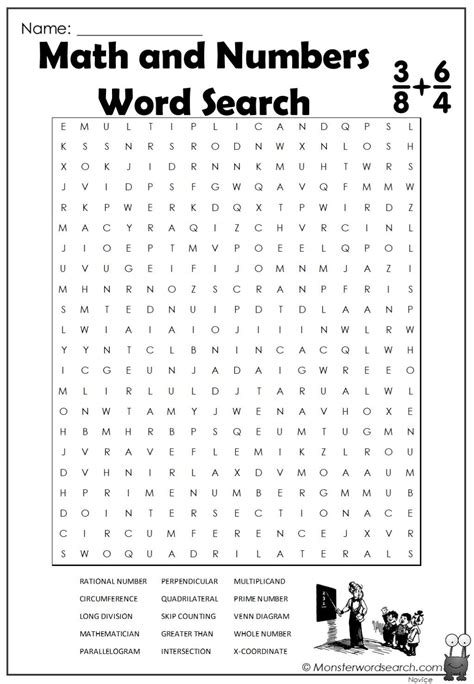 Free Printable Word Search Math Terms