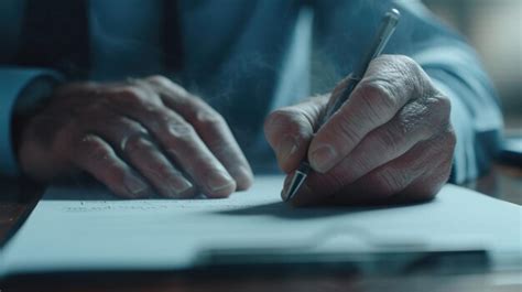 Close Up Of Professional Business Man Hands Writing A Note At Table Aig