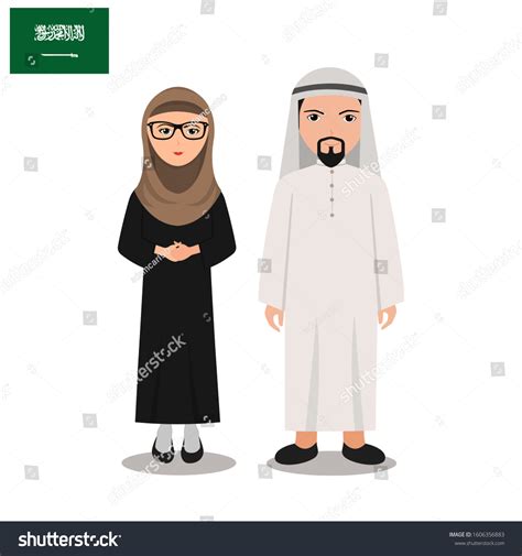 Saudi Arabian National Clothes Cartoon Vector เวกเตอร์สต็อก ปลอดค่า