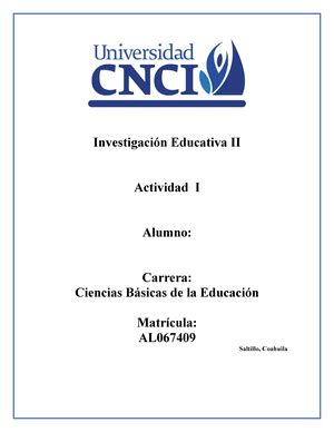 Actividad Investigacion Educativa Universidad Virtual Cnci