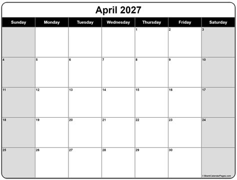 April 2027 Calendar Free Printable Calendars