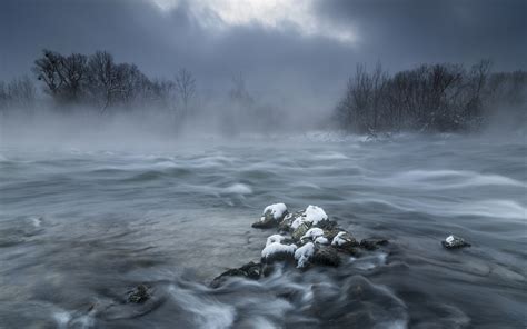 Fond D Cran Paysage Mer Eau Roche La Nature Rive Neige Hiver