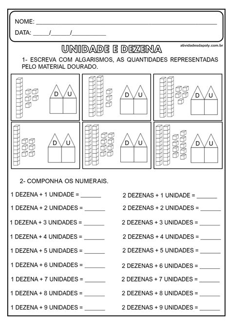 ATIVIDADES MATERIAL DOURADO DEZENAS E UNIDADES