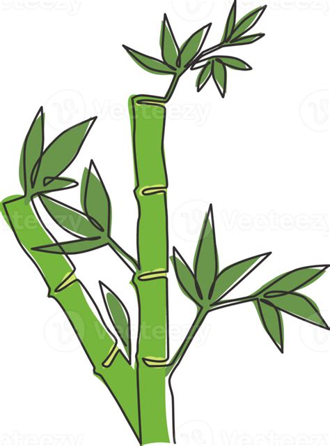 Single Continuous Line Drawing Of Bamboo Trees For Plantation Logo