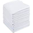 BUYGOO 15PCS Mens White Cotton Handkerchiefs Large Pocket Squares