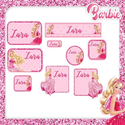 Arquivo Digital Etiquetas Escolares Barbie Produtos Elo7