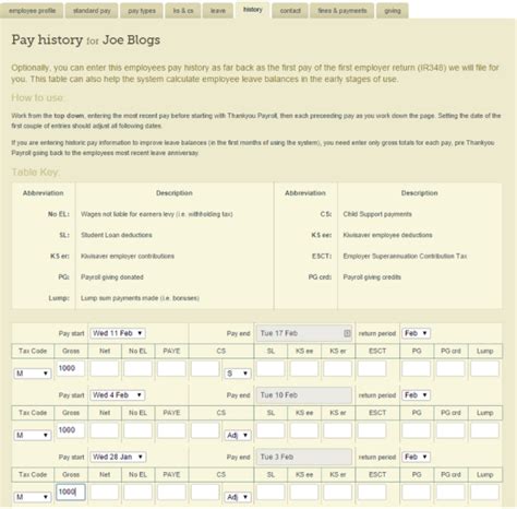 entering previous pay history   employee
