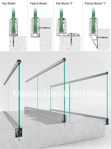 12mm Tempered Glass Aluminium U Channel Railing System Glass Handrail