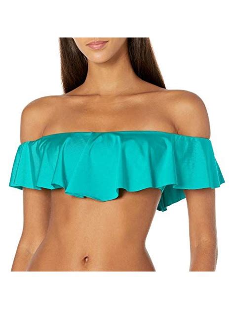 Buy Trina Turk Women S Off Shoulder Ruffle Bandeau Bikini Swimsuit Top