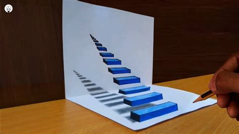 How To Draw A Steps Illusion 3d On Paper Easy 3d Steps Trick Art On