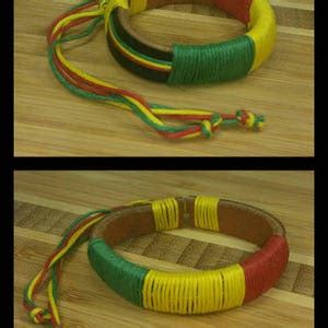 Rasta Bracelet Leather Bracelet Braided Bracelet Jamaican Bracelet