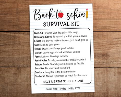 Editable Back To School Survival Kit Printable For Teacher Student