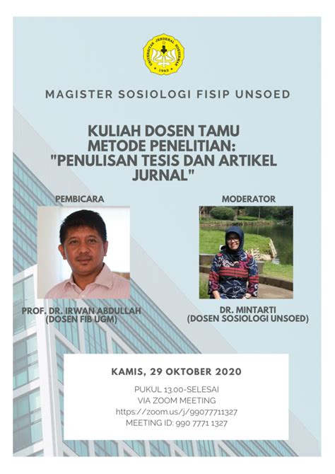 Magister Sosiologi Selenggarakan Kuliah Dosen Tamu Metode Penelitian