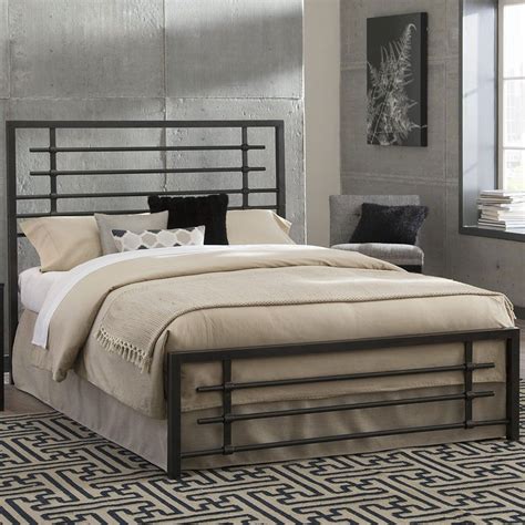 Kotter Home Industrial Burnished Bronze Finish Metal Bed Frame