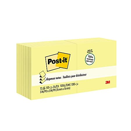 Post It Greener Pop Up Notes 3 In X 3 In 12 Pads 100 SheetsPad Clean