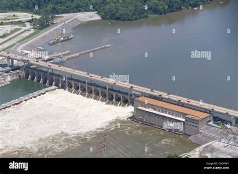 Aerial View Of The Chickamauga Dam Looking North The Tennessee River