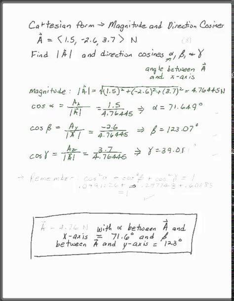 Cartesian Form To Magnitude And Direction With Direction Cosines Youtube