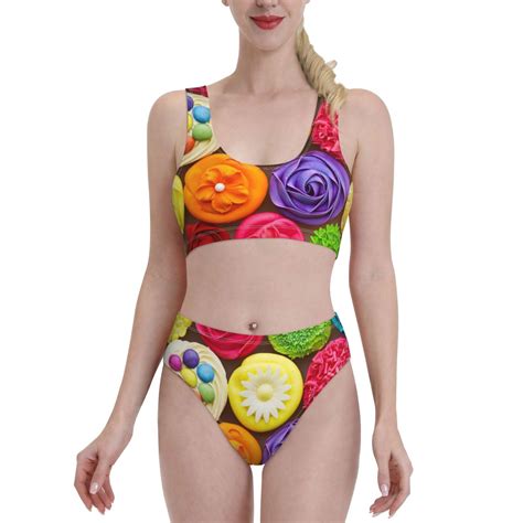 Daiia Brightly Colored Cupcakes Women S Bikini Swimsuit Two Piece