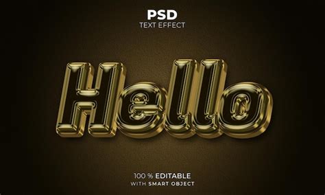 Premium Psd Gold Hello 3d Editable Text Effect