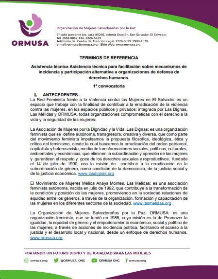 Asistencia técnica Asistencia técnica para facilitación sobre