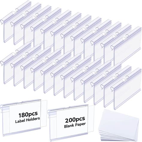 180 Pcs Clear Plastic Label Holders Pcs Basket Labels