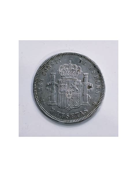 5 Pesetas Alfonso Xiii 1892 Duro De Plata Bucles