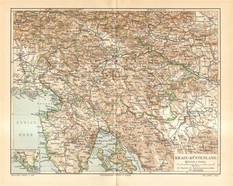 1905 Original Antique Map Of Carniola Krain And The Austrian Littoral