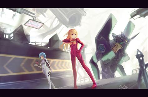 2girls Ayanamirei Blondehair Bluehair Bodysuit Browneyes Hc Jpegartifacts Longhair Mecha