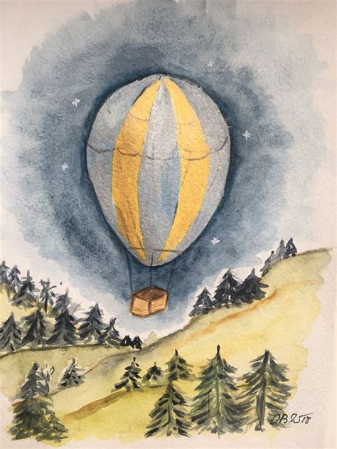 Pin By Ок On Моя акварель My Watercolor Balloon Painting Hot Air Balloons Art Drawing Scenery