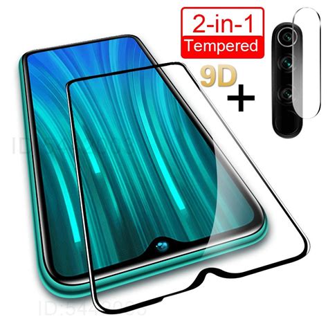 2 In 1 Full 9D Cover Glass Xiaomi Redmi Note 8 Pro 8T Tempered Glass