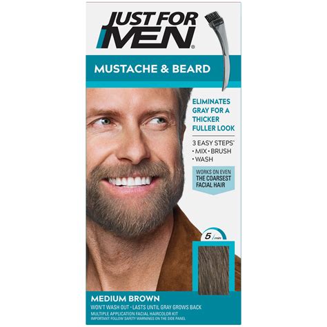 Just For Men Mustache and Beard Coloring for Gray Hair, M-35 Medium ...