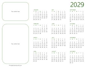 Printable Yearly Calendar 2029