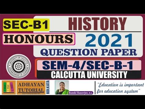 Cu History Honours Question Paper Th Semester Sec B