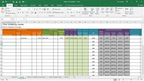 Salary Increase Template Excel, Compensation Metrics Calculations