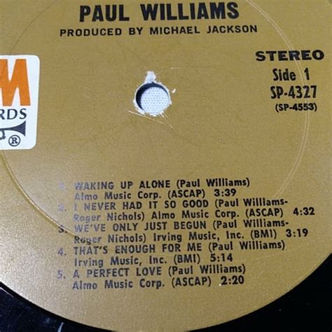 Vintage Paul Williams Vinyl Record Other Vintage Paul Williams Just