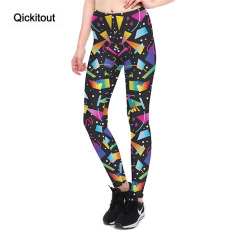 Qickitout Leggings Fitness Womens Gradient Shape Color Legging Sexy