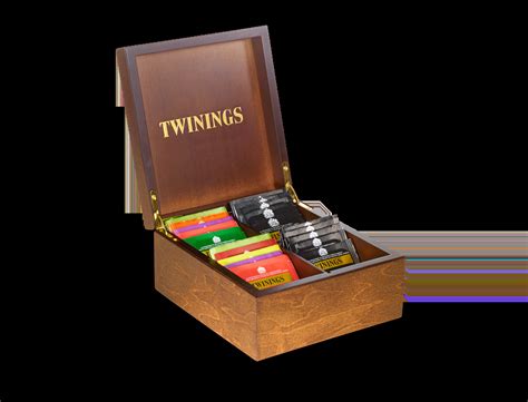 Twinings Black Wooden Tea Chest Box New Design 8 Compartment Black Velvet Inside Comes With